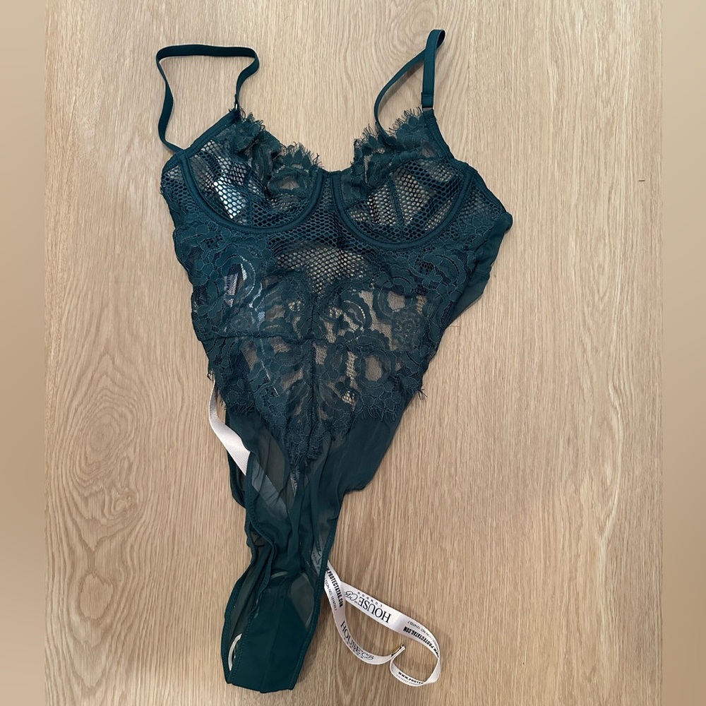 House of CB Nadia Forest Green bodysuit NWT